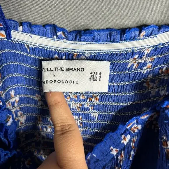 Faithfull The Brand Farah Smocked Midi Dress Cobalt Size S - Picture 7 of 7